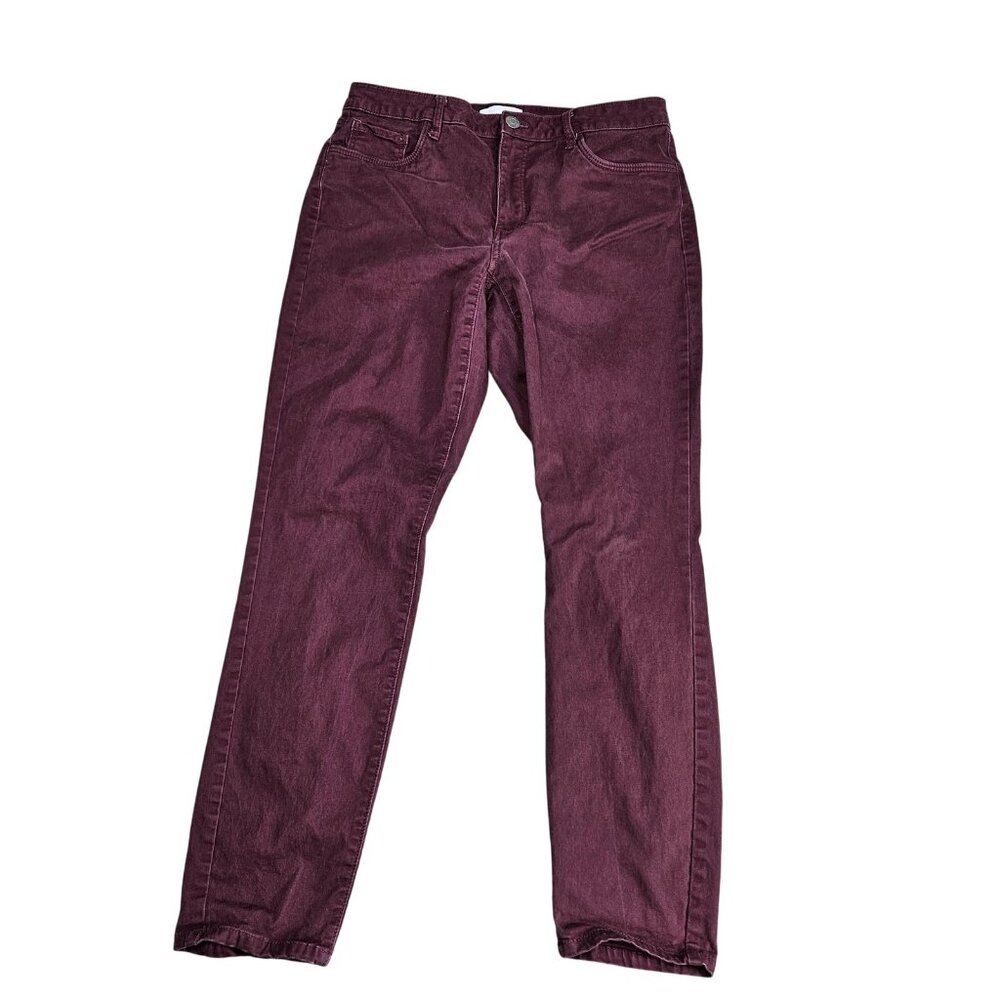 LOFT Skinny Jeans Womens 10 / 30 Burgundy Wash Mid Rise Stretch Denim Slim